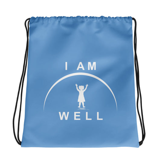 I AM WELL Drawstring bag - Blue w/ White Logo - Girl