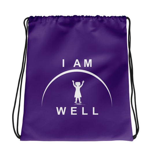 I AM WELL Drawstring bag - Purple w/ White Logo - Girl