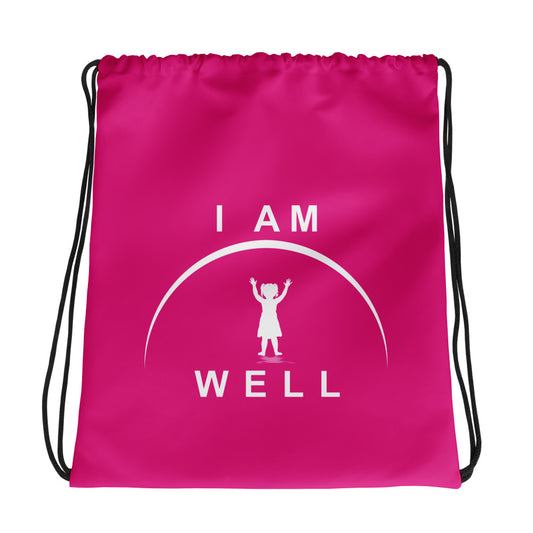 I AM WELL Drawstring bag - Hot Pink w/ White Logo - Girl