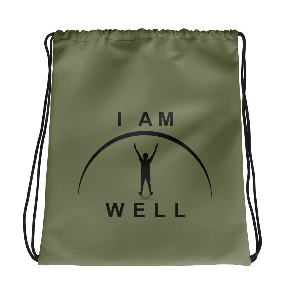 I AM WELL Drawstring bag - Hunter Green w/ Black Logo - Young Man