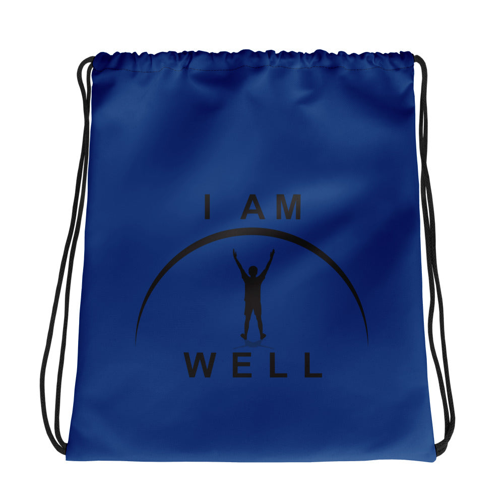 I AM WELL Drawstring bag - Dark Blue w/ Black Logo - Young Man