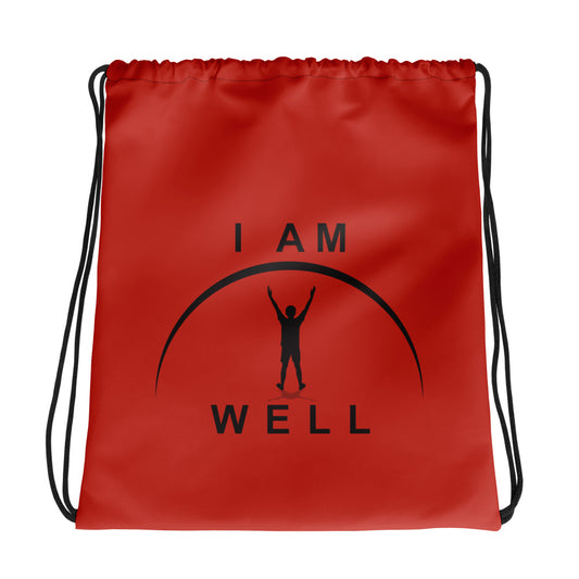 I AM WELL Drawstring bag - Red w/ Black Logo - Young Man