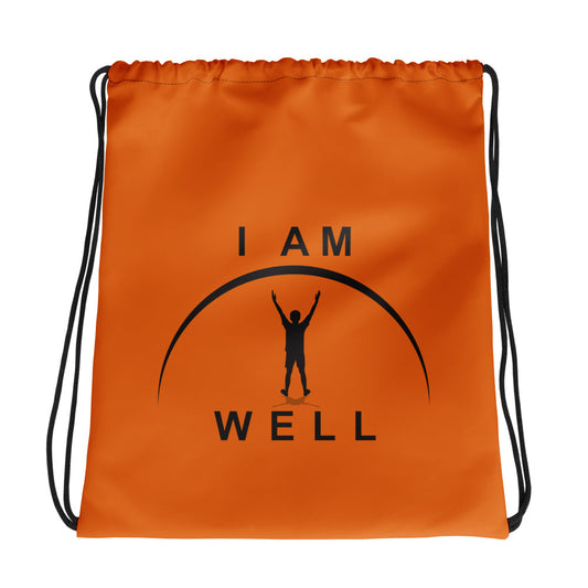 I AM WELL Drawstring bag - Blaze Orange w/ Black Logo - Young Man