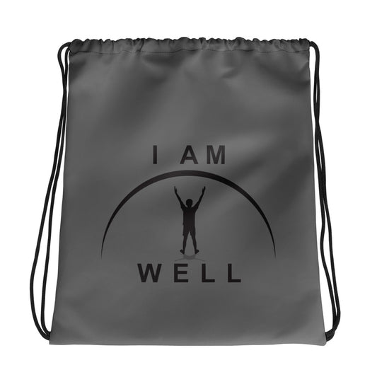 I AM WELL Drawstring bag - Grey w/ Black Logo - Young Man