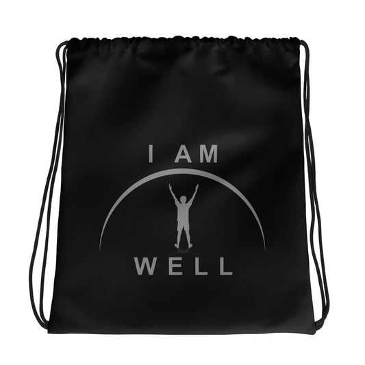 I AM WELL Drawstring bag - Black w/ Grey Logo - Young Man