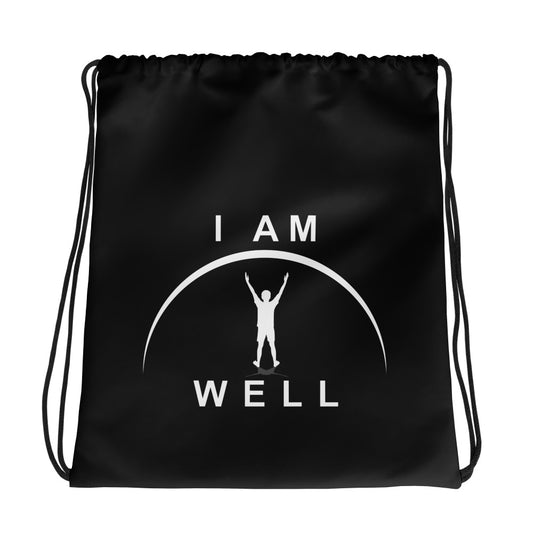 I AM WELL Drawstring bag - Black w/ White Logo - Young Man