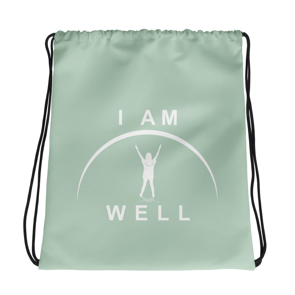 I AM WELL Drawstring bag - Mint w/ White Logo - Young Lady