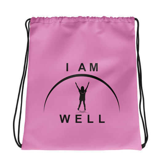 I AM WELL Drawstring bag - Violet Rose w/ Black Logo - Young Lady