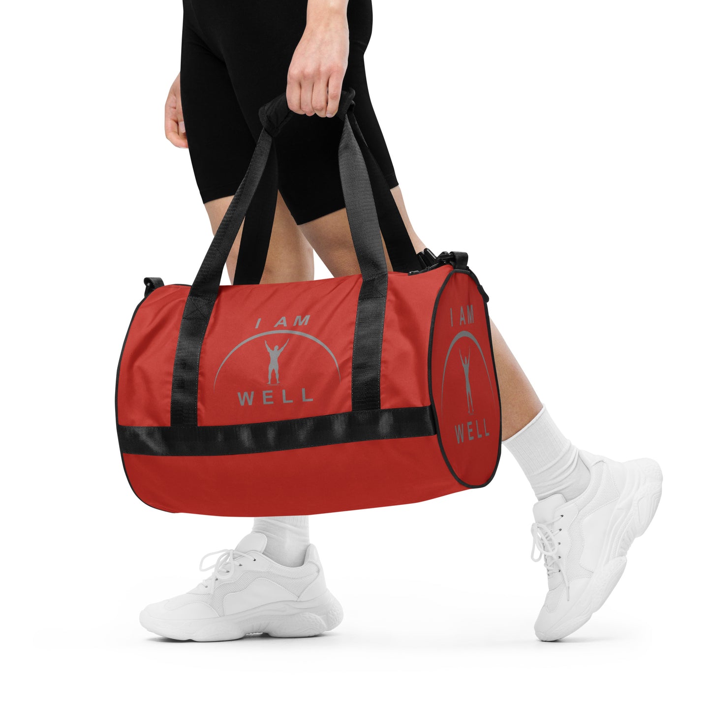 I AM WELL Men's Gym Bag - Red w/ Grey Logo & Eccles. 9:10