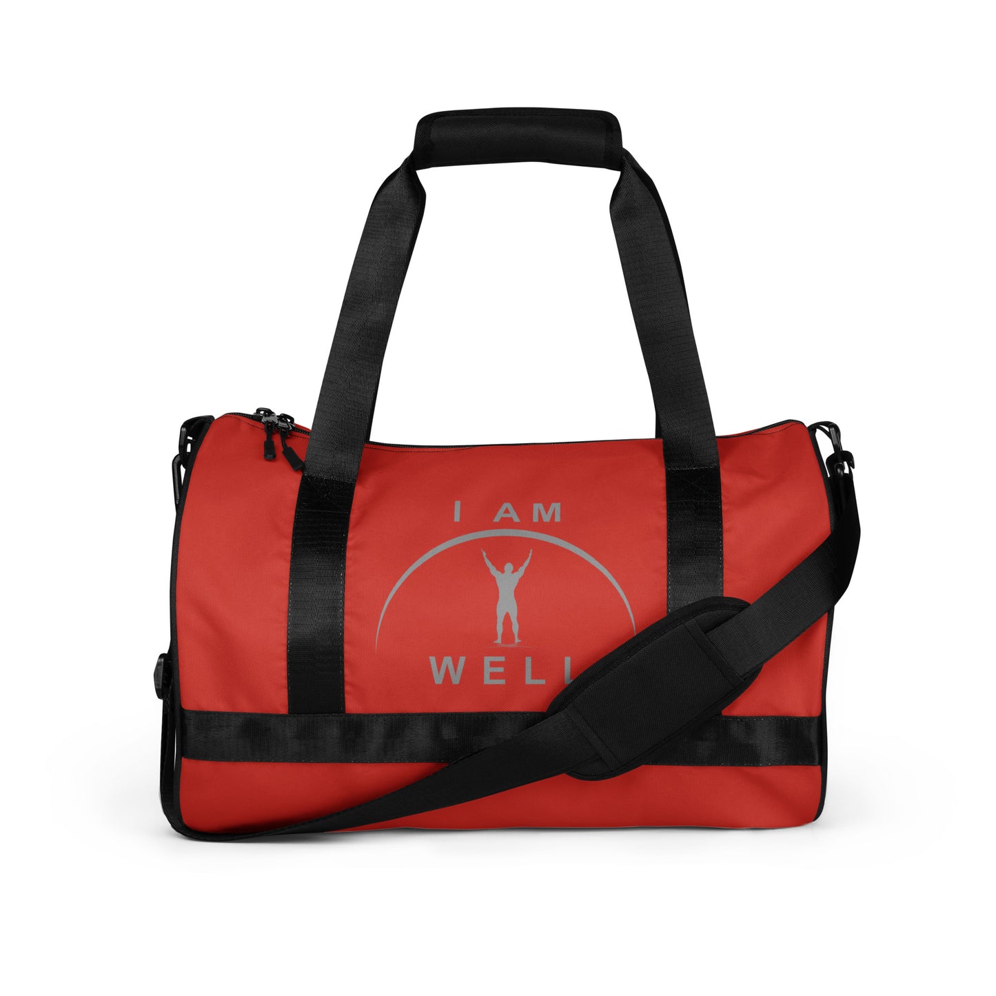 I AM WELL Men's Gym Bag - Red w/ Grey Logo & Eccles. 9:10