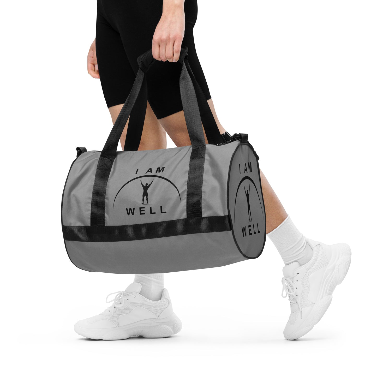 I AM WELL Men's Gym Bag - Grey w/ Black Logo & Eccles. 9:10