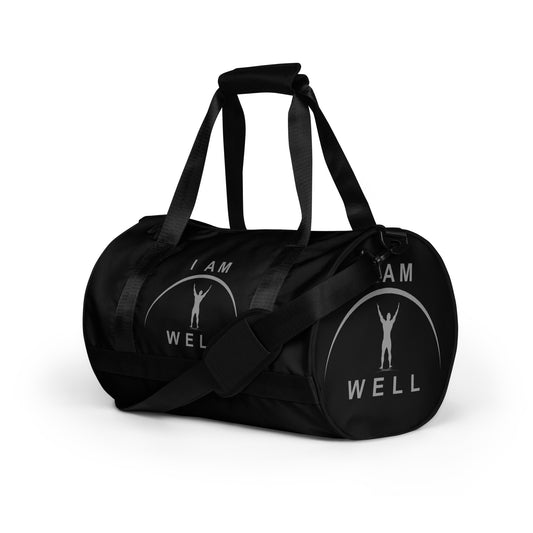 I AM WELL Men's Gym Bag - Black w/ Grey Logo & Eccles. 9:10