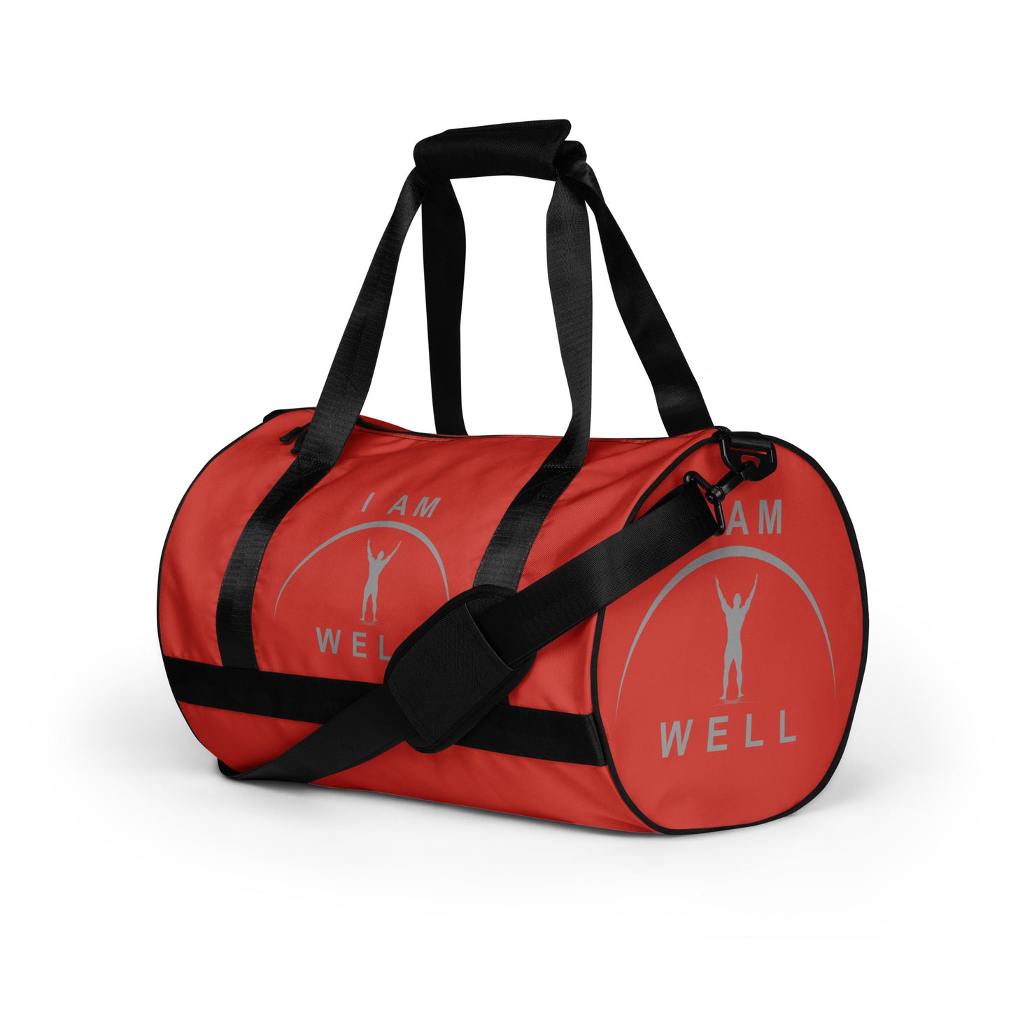 I AM WELL Men's Gym Bag - Red w/ Grey Logo & Eccles. 9:10