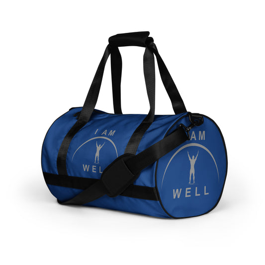 I AM WELL Men's Gym Bag - Blue w/ Grey Logo & Eccles. 9:10