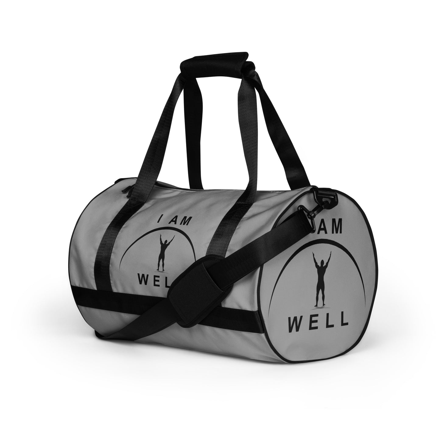 I AM WELL Men's Gym Bag - Grey w/ Black Logo & Eccles. 9:10