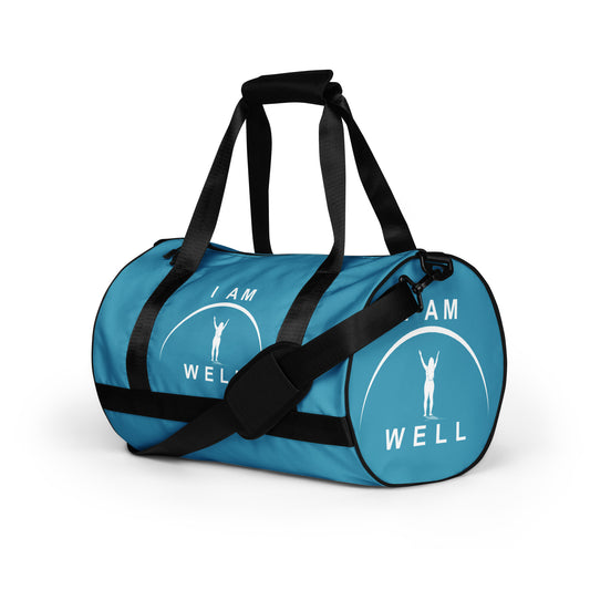 I AM WELL Women's Gym Bag - Blue w/ White Logo & Galatians 6:9