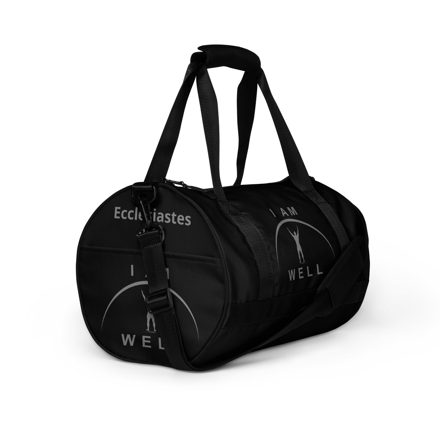 I AM WELL Men's Gym Bag - Black w/ Grey Logo & Eccles. 9:10