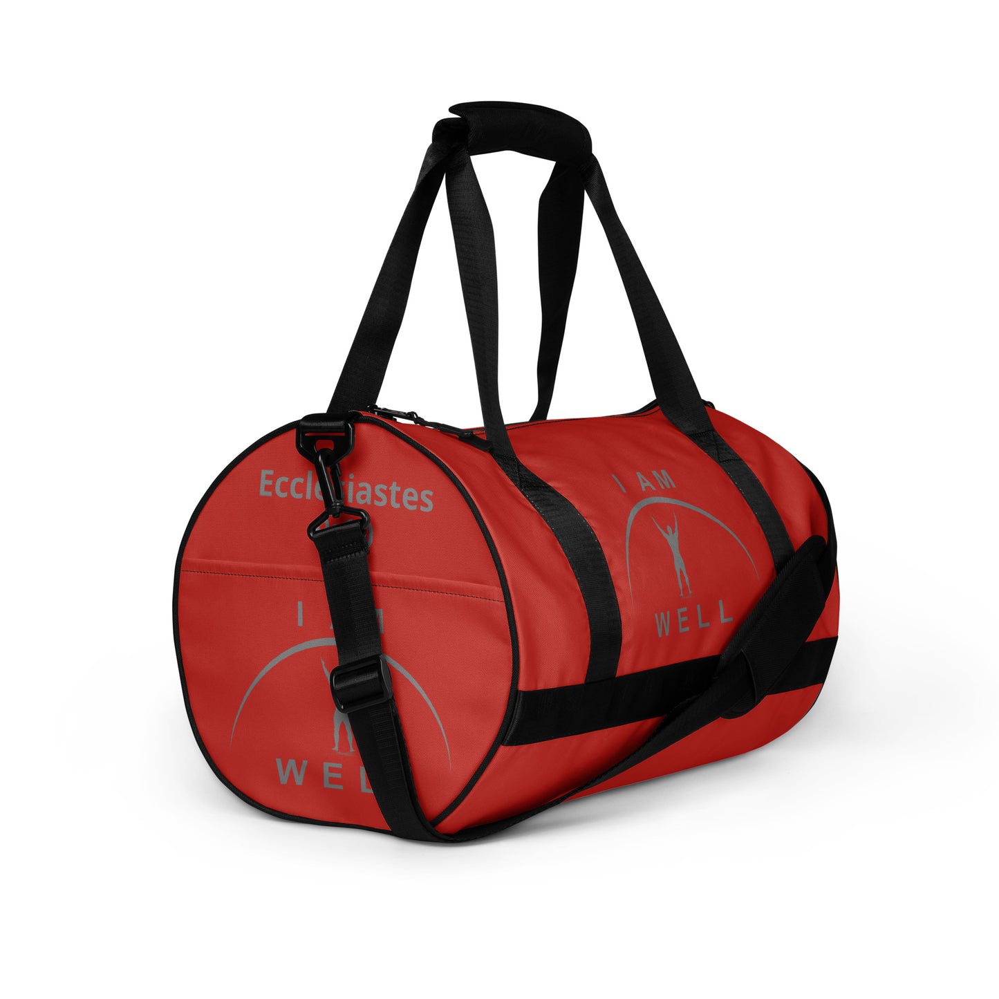 I AM WELL Men's Gym Bag - Red w/ Grey Logo & Eccles. 9:10