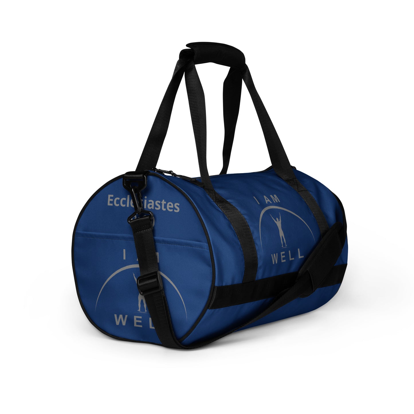 I AM WELL Men's Gym Bag - Blue w/ Grey Logo & Eccles. 9:10