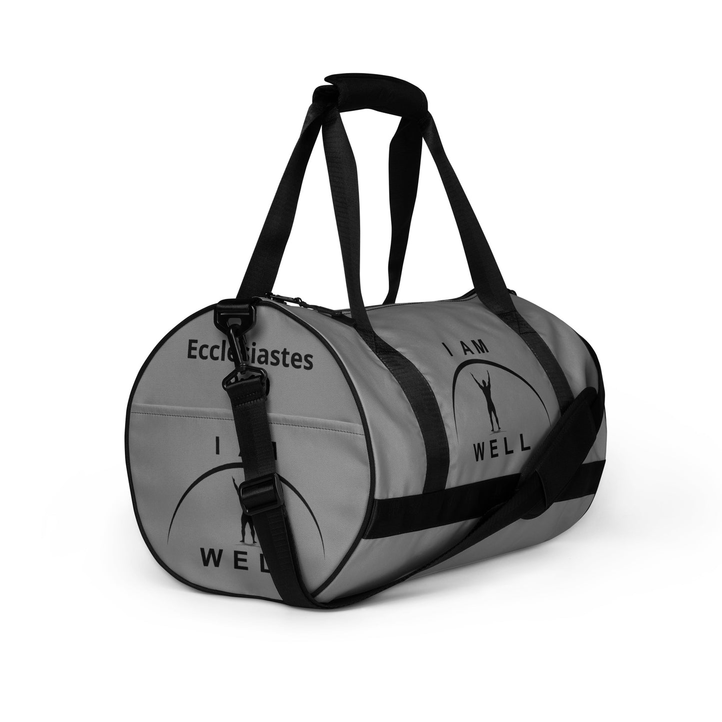 I AM WELL Men's Gym Bag - Grey w/ Black Logo & Eccles. 9:10