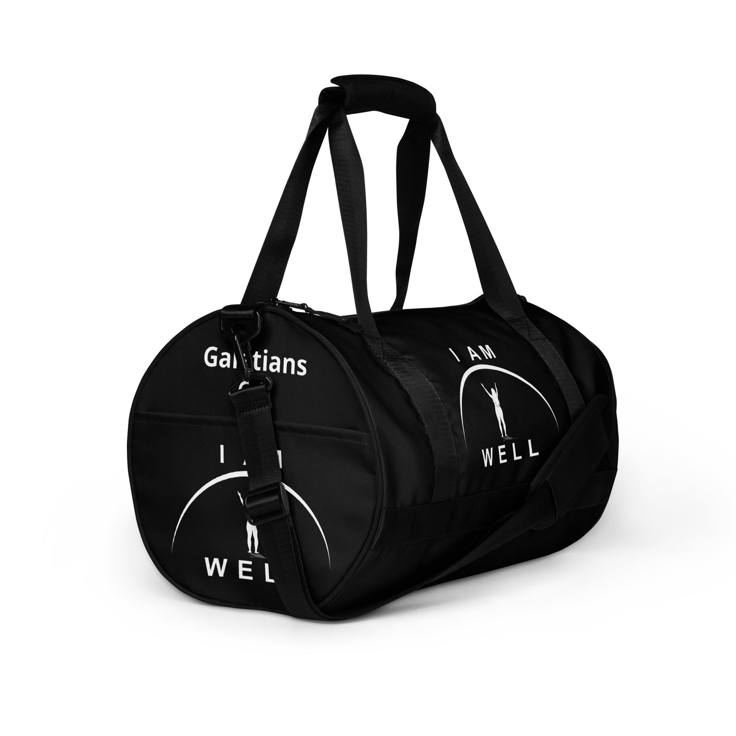 I AM WELL Women's Gym Bag - Black w/ White Logo & Galatians 6:9