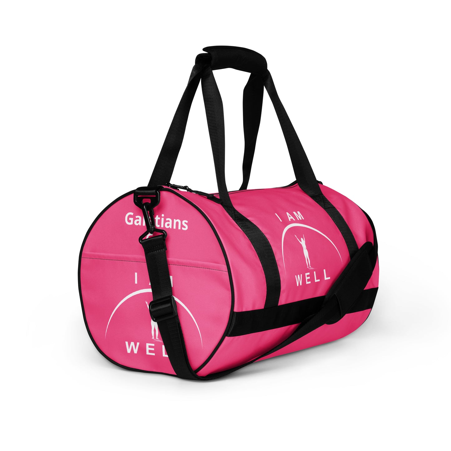 I AM WELL Women's Gym Bag - Pink w/ White Logo & Galatians 6:9