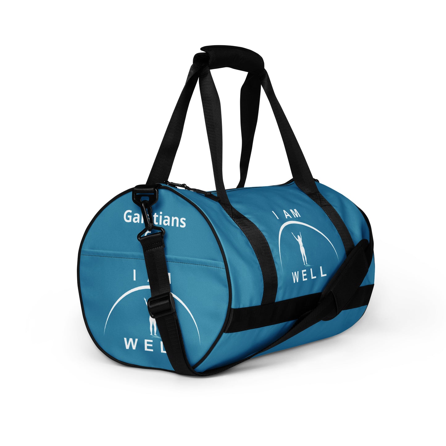 I AM WELL Women's Gym Bag - Blue w/ White Logo & Galatians 6:9