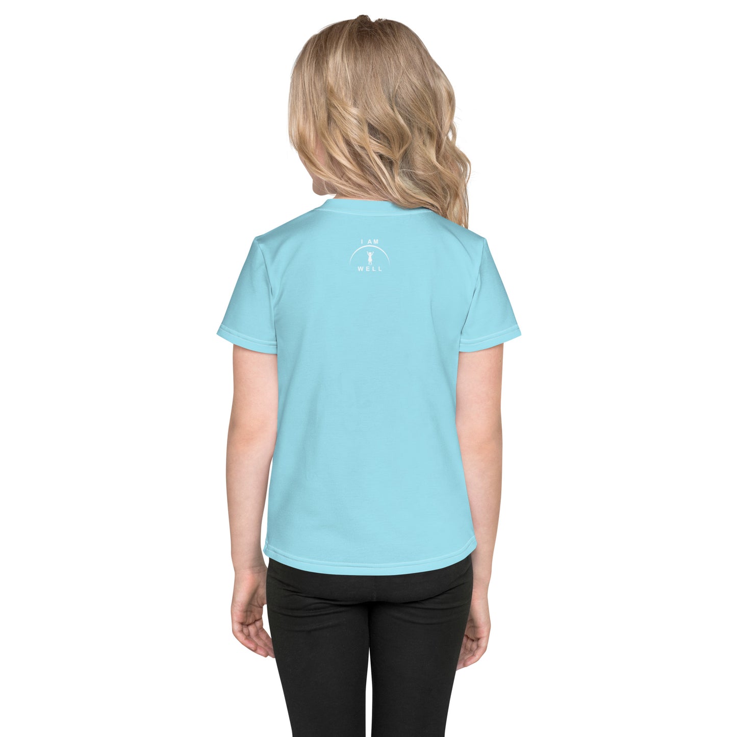 I AM WELL Girls' T-Shirt Light Blue w/ White Logo