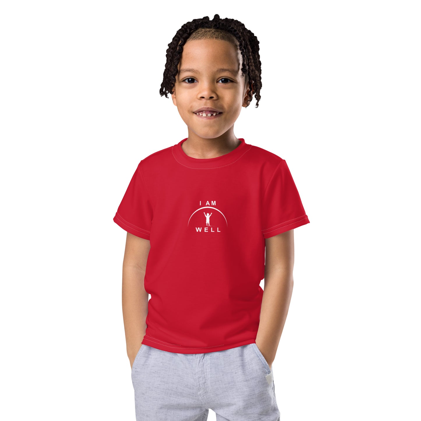 I AM WELL Boys' T-Shirt Red w/ White Logo