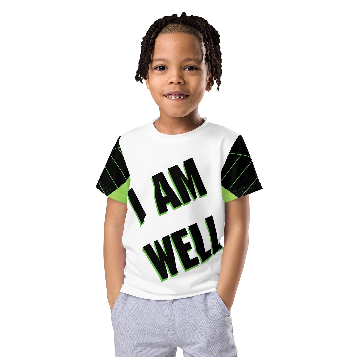 I AM WELL Boys' T-Shirt Green and Black