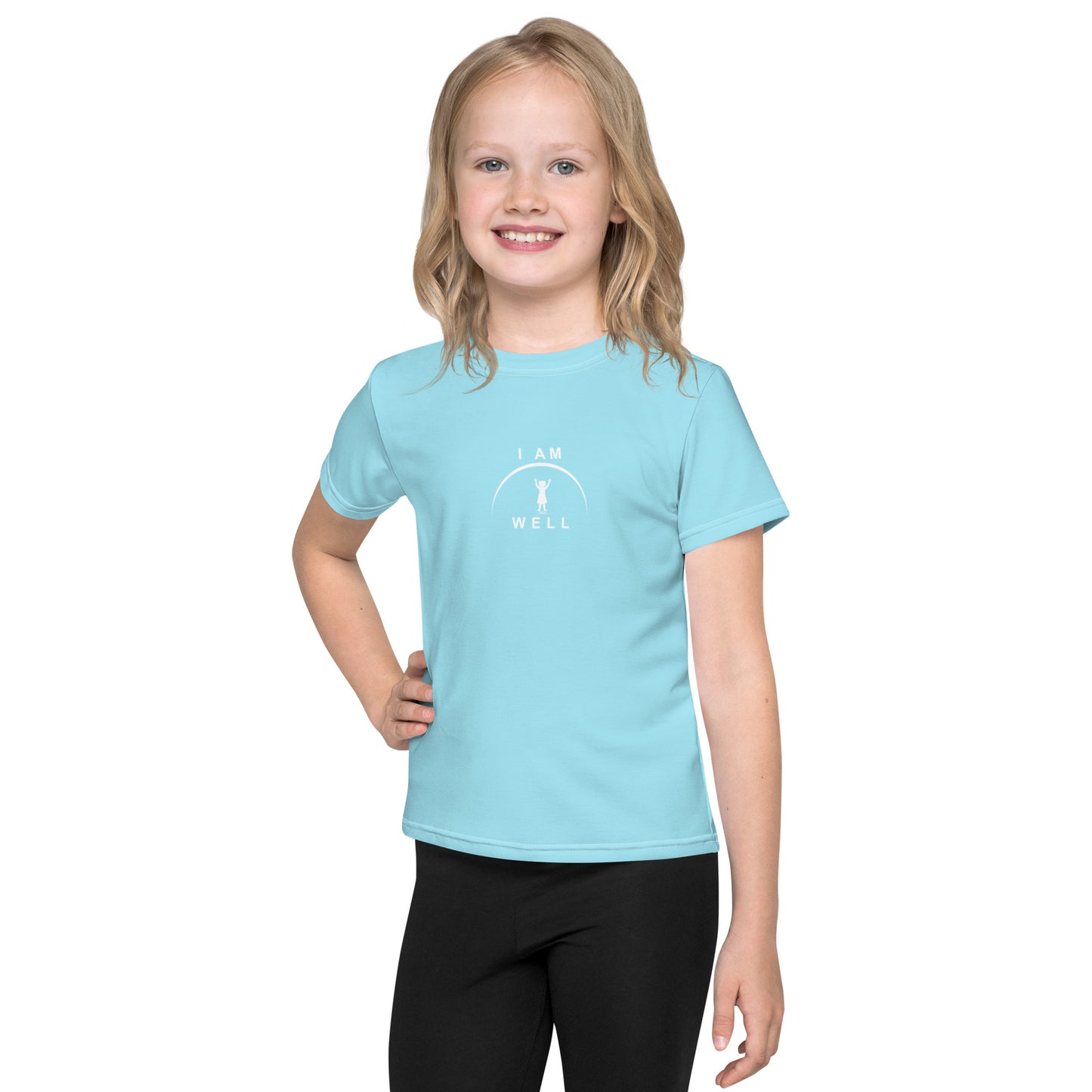 I AM WELL Girls' T-Shirt Light Blue w/ White Logo