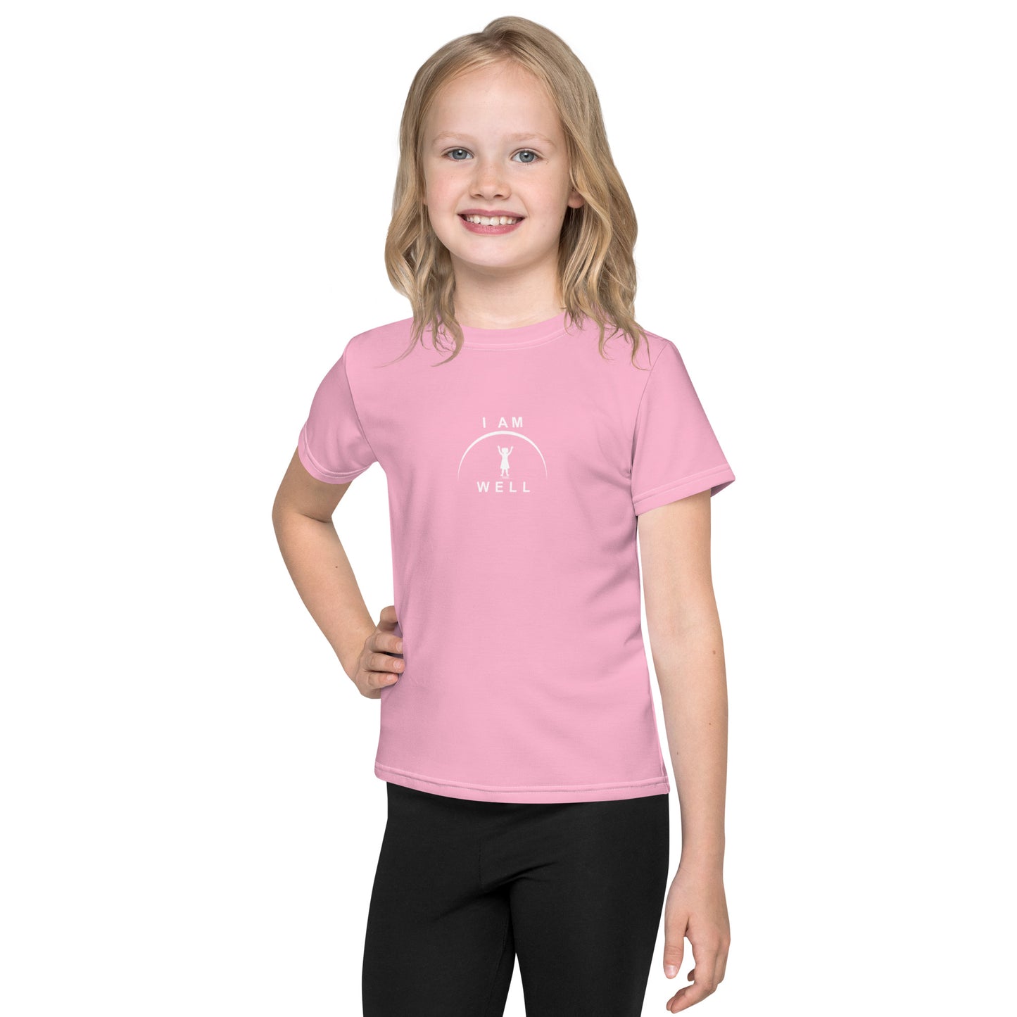 I AM WELL Girls' T-Shirt Pink w/ White Logo