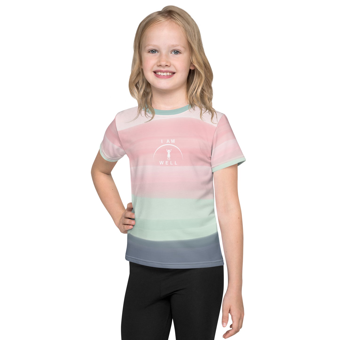 I AM WELL Girls' T-Shirt Stripes w/ White Logo