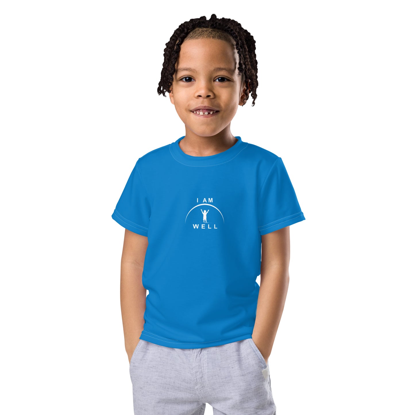 I AM WELL Boys' T-Shirt Blue w/ White Logo