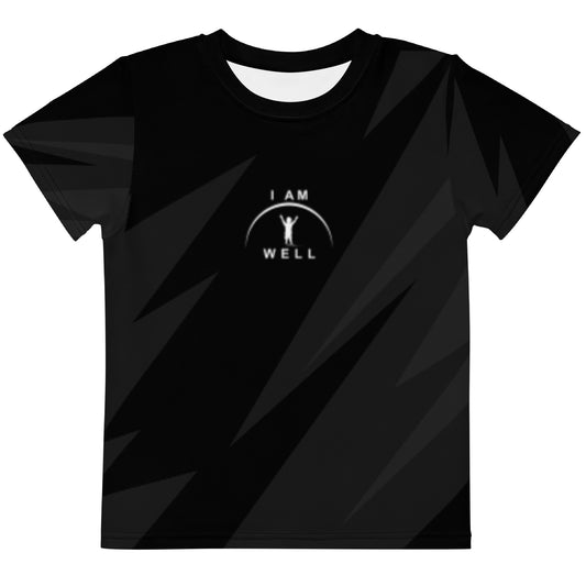 I AM WELL Boys' T-Shirt Black Pattern w/ White Logo