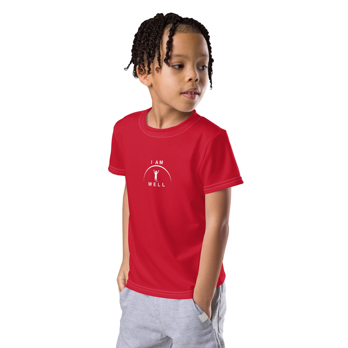 I AM WELL Boys' T-Shirt Red w/ White Logo