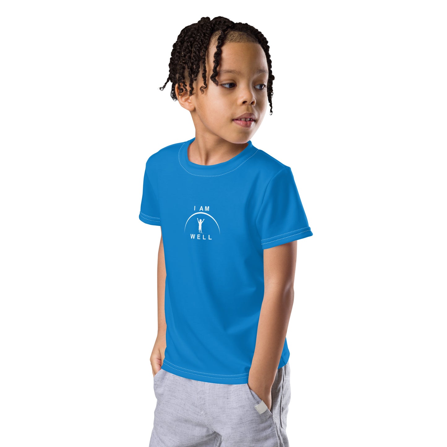 I AM WELL Boys' T-Shirt Blue w/ White Logo