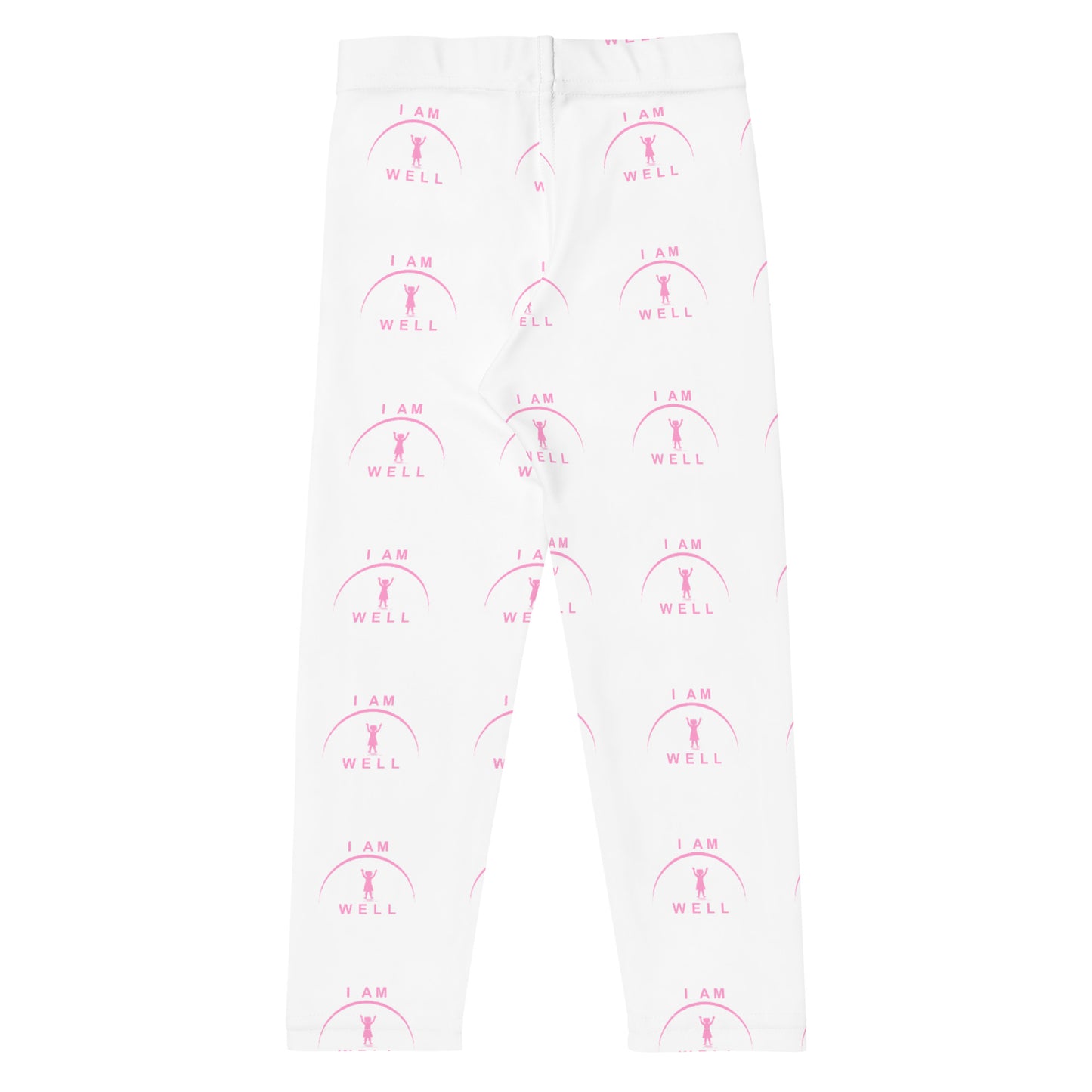 I AM WELL Girls' Leggings White w/ Pink Logo