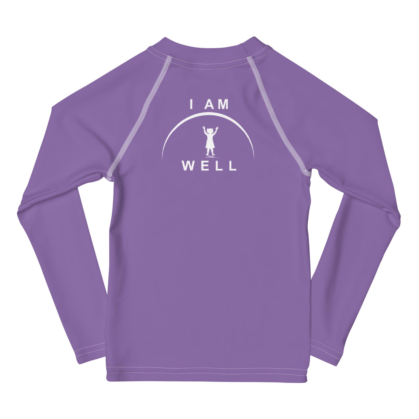 I AM WELL Girls' Rash Guard Purple w/ White Logo