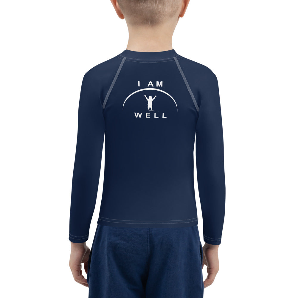 I AM WELL Boys' Rash Guard Pattern w/ White Logo