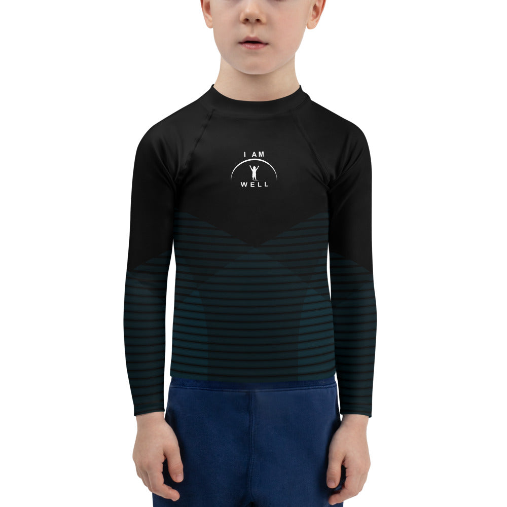 I AM WELL Boys' Rash Guard Pattern w/ White Logo