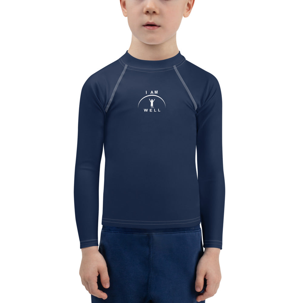 I AM WELL Boys' Rash Guard Pattern w/ White Logo