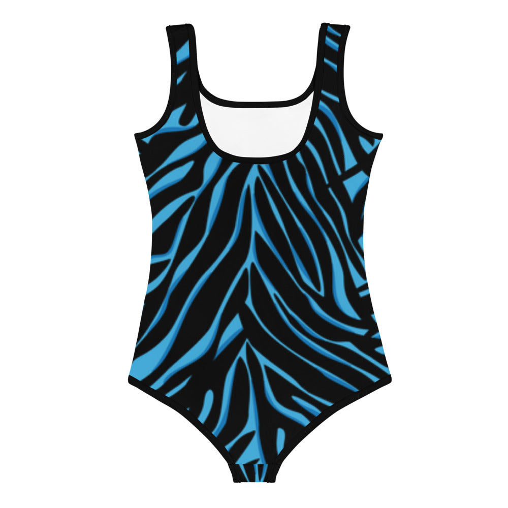 I AM WELL Girls' One-Piece Swimsuit Blue and Black