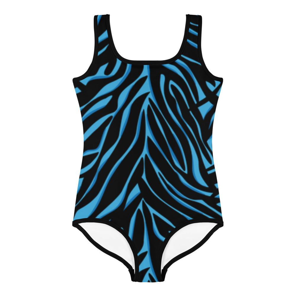 I AM WELL Girls' One-Piece Swimsuit Blue and Black