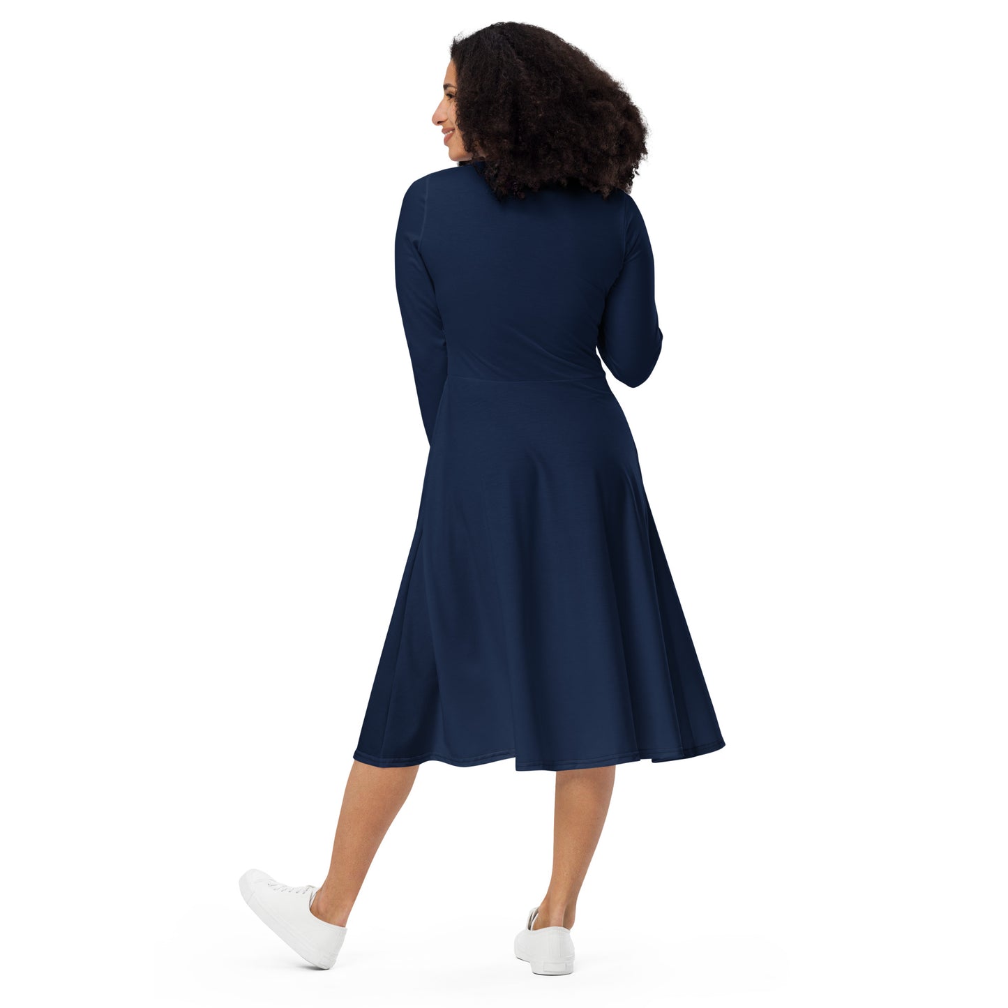 I AM WELL Women's Long Sleeve Midi Dress Navy