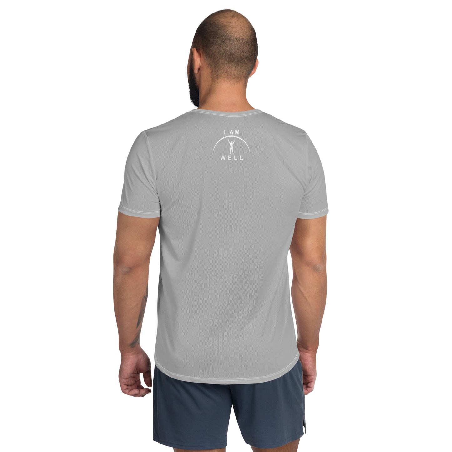 I AM WELL Men's Ultra-Lightweight Performance Athletic T-Shirt - Light Grey w/ White Logo