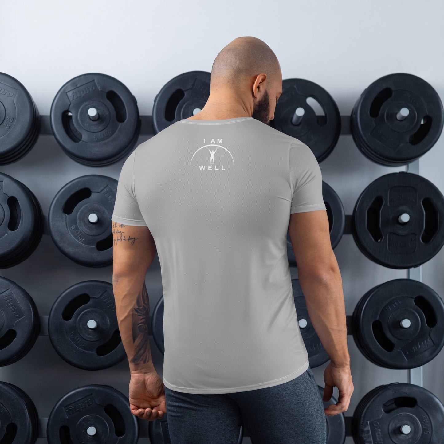 I AM WELL Men's Ultra-Lightweight Performance Athletic T-Shirt - Light Grey w/ White Logo