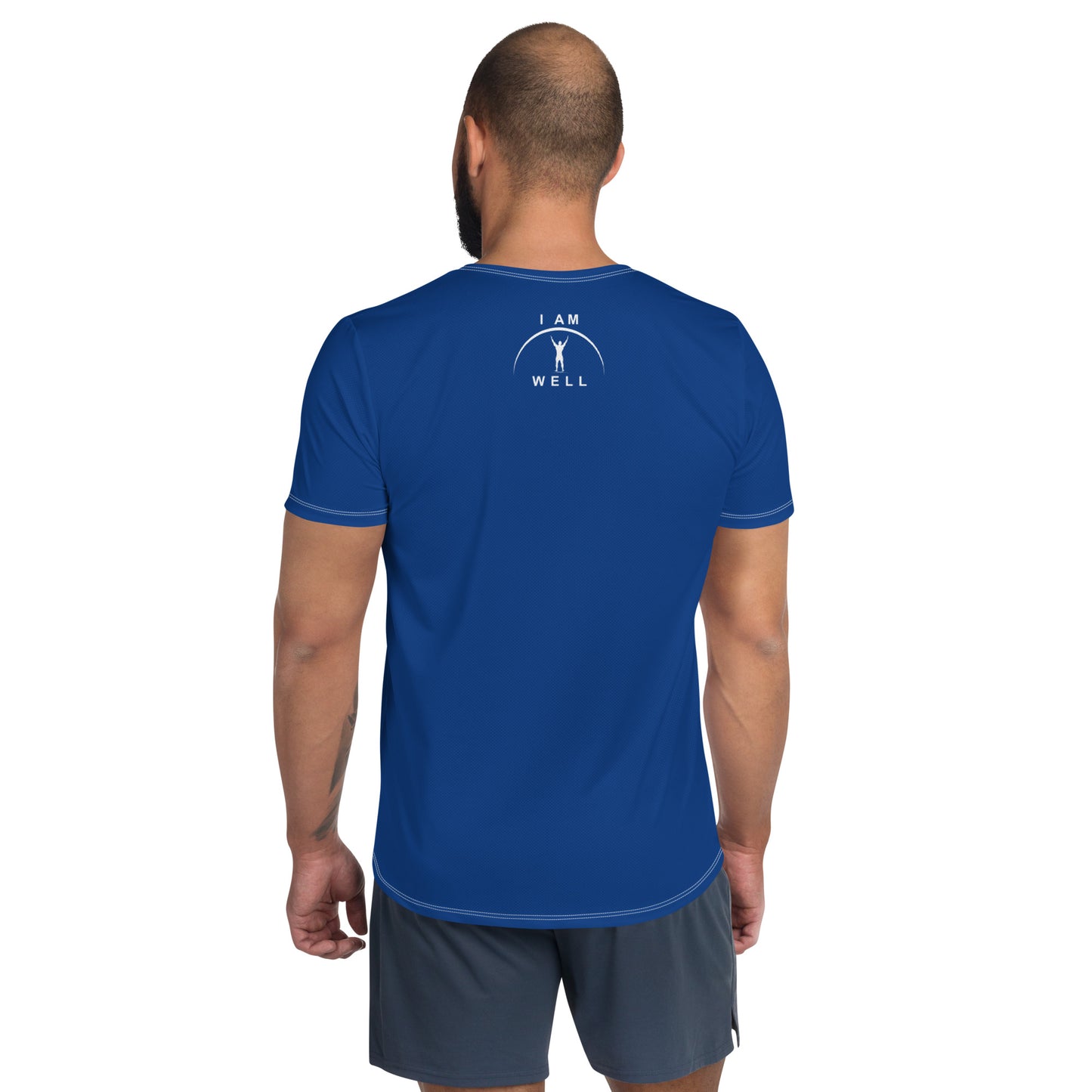 I AM WELL Men's Ultra-Lightweight Performance Athletic T-Shirt - Sheepdog Blue w/ White Logo