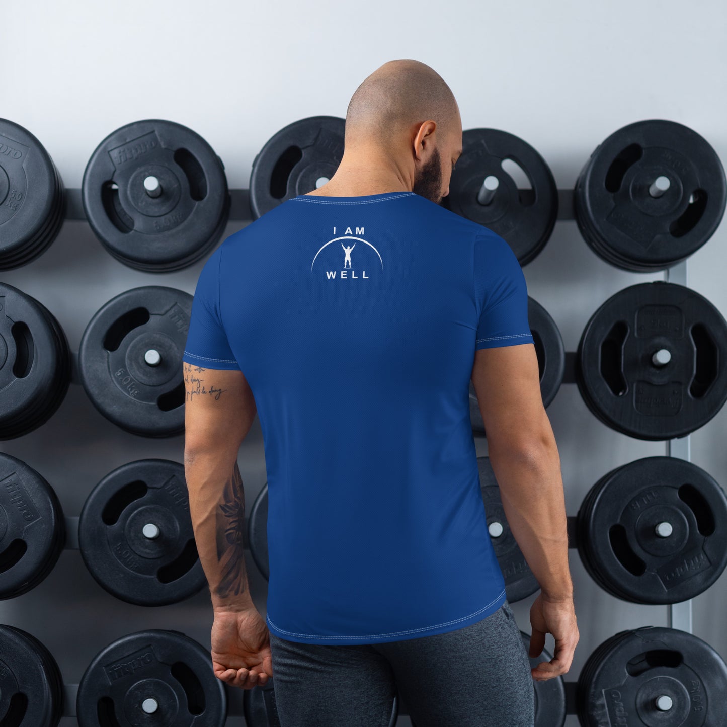 I AM WELL Men's Ultra-Lightweight Performance Athletic T-Shirt - Sheepdog Blue w/ White Logo