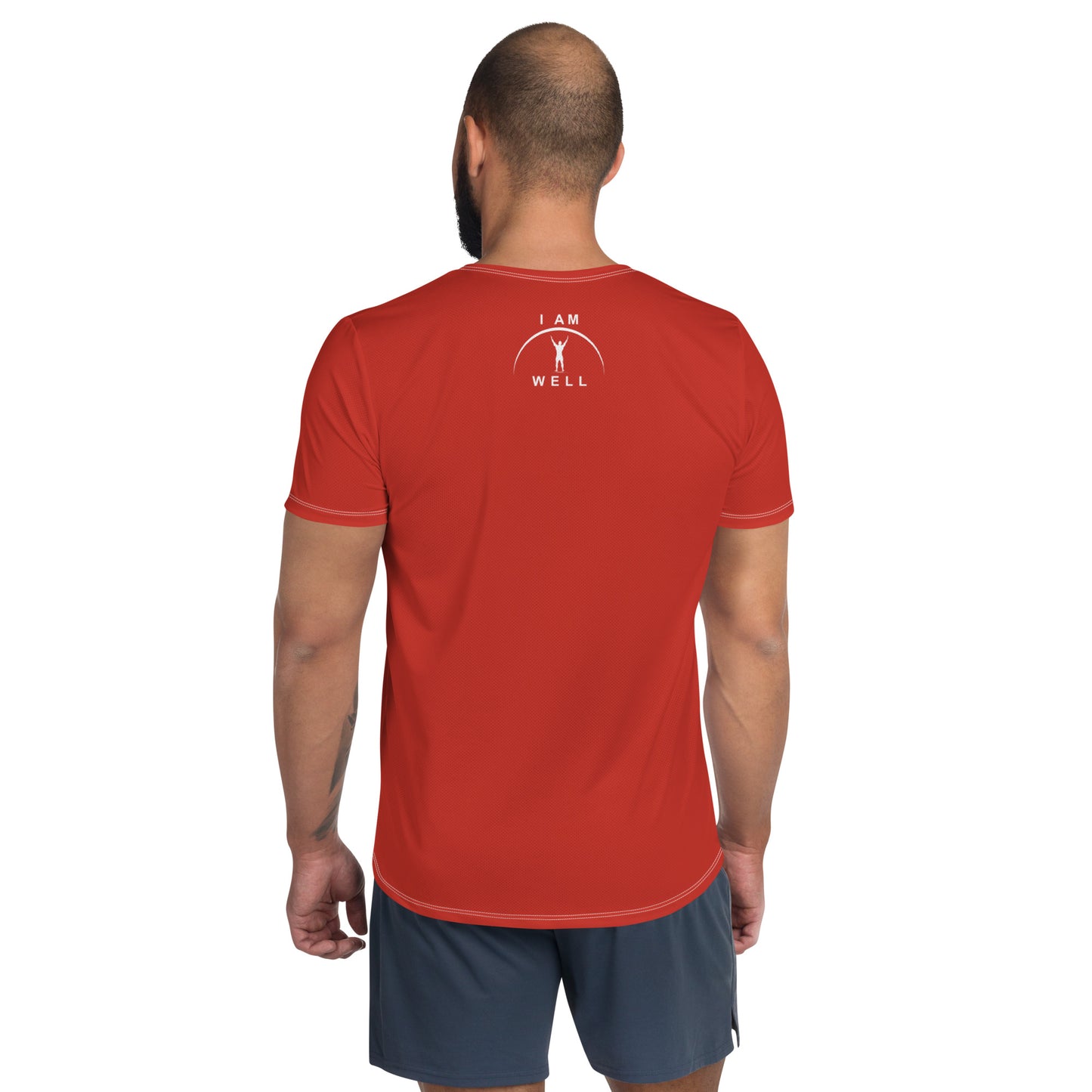 I AM WELL Men's Ultra-Lightweight Performance Athletic T-Shirt - Firefighter Red w/ White Logo